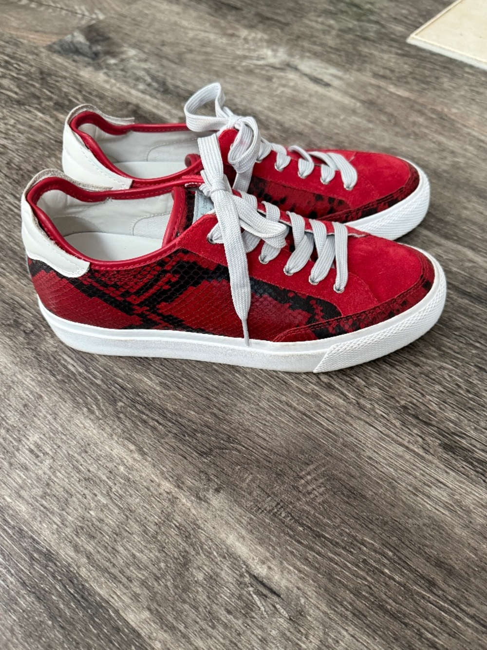 rag & bone RB Army Low Sneakers - Red Snake Size 40 / 9 Leather Lace-Up